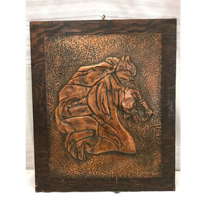 Vintage Hammered Copper Wall Art Horse Profile Portrait 60s MCM